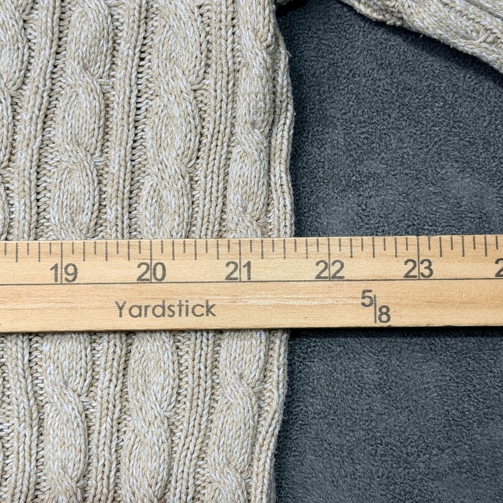 Vtg Croft & Barrow Sweater Women XL Beige 100% Cotton Cable Knit V-Neck Nautical - Picture 5 of 7